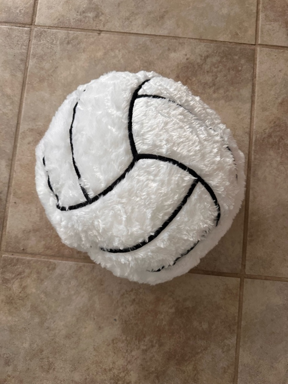Plush White Volleyball Accent Pillow - Sporty Soft Décor